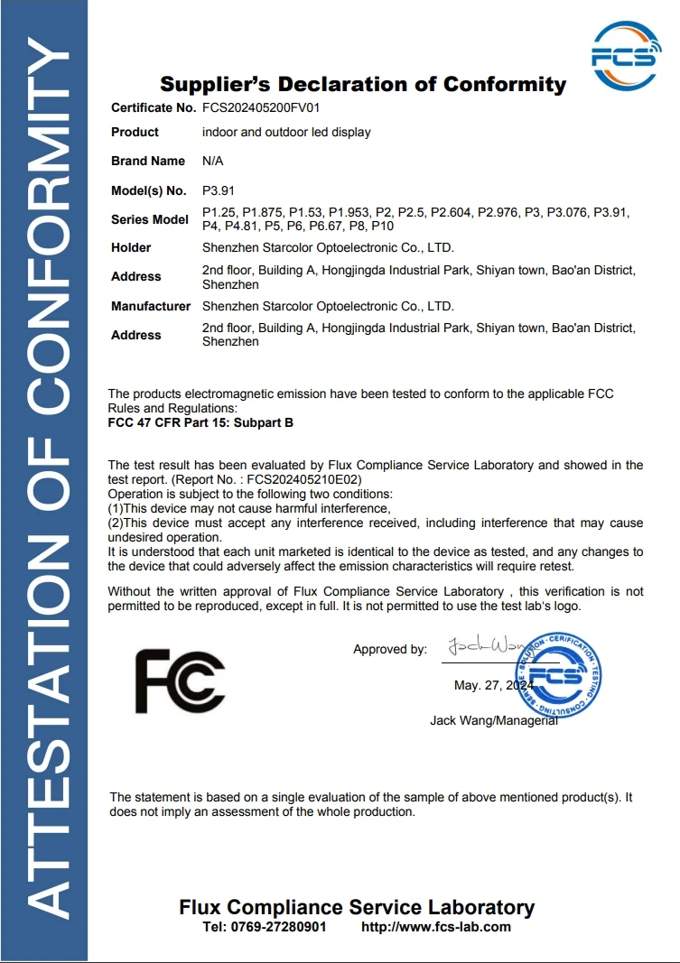 FCC SDOC FCC SDOC